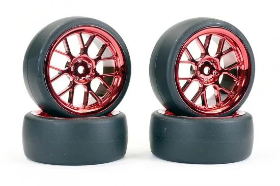 Fastrax 1:10 (4) Drift D1 Tyre W/3mm 14-Spoke Wheel - Met Red — image 3 of 3