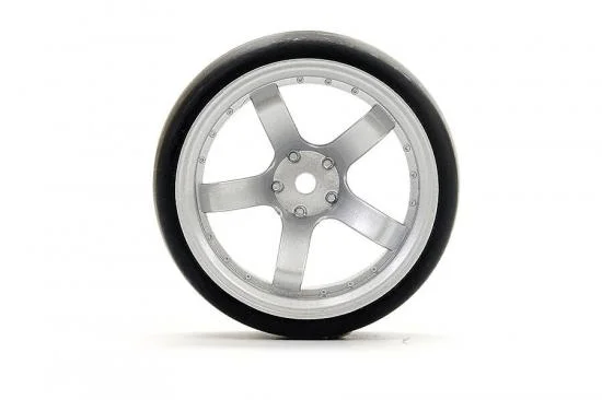 Fastrax Drift D1 Tyres Mounted on 9mm Offset 5 Spoke Satin Silver Wheels (4) — image 3 of 6