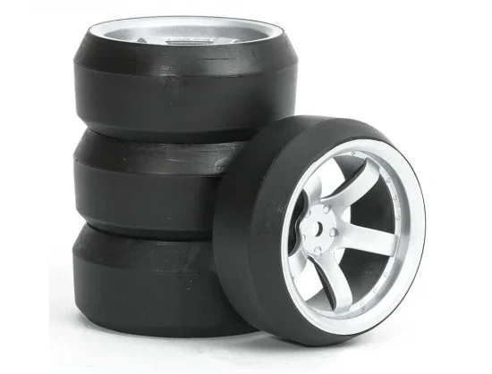 Fastrax Drift D3 Tyres Mounted on 9mm Offset 5 Spoke Satin Silver Wheels (4) — image 2 of 4