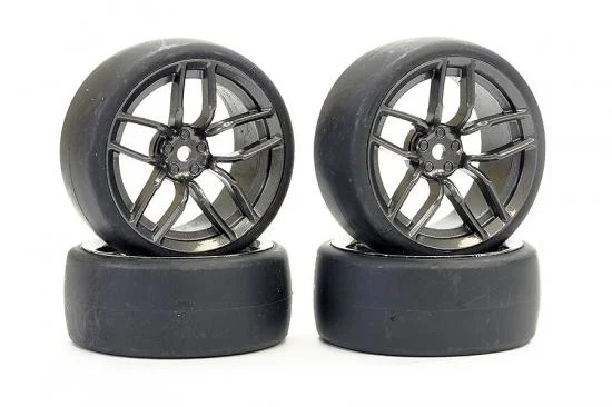 Fastrax Drift D1 Tyres Mounted on 3mm Offset 10 Spoke Graphite Wheels (4) — image 2 of 4
