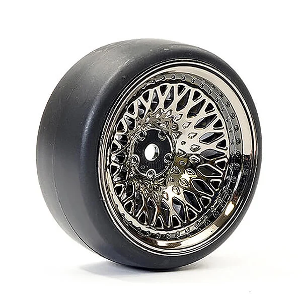 Fastrax Drift D1 Tyres Mounted on 9mm Offset Classic Black Chrome Wheels (4)