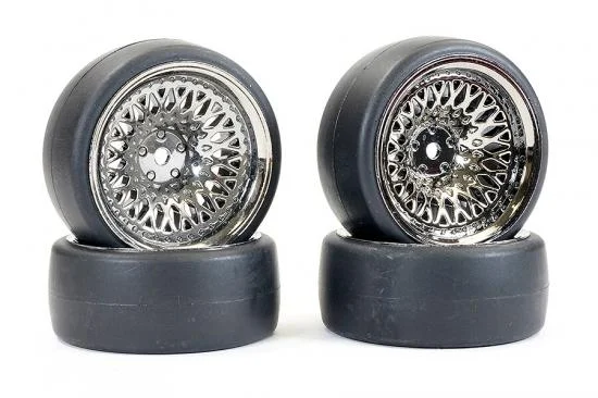 Fastrax Drift D1 Tyres Mounted on 9mm Offset Classic Black Chrome Wheels (4) — image 3 of 3
