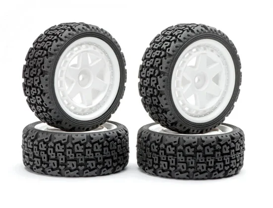 Fastrax 1:10 R Block Rally Tyres/6-Spoke White Wheels (4) — image 2 of 4