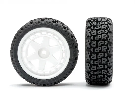 Fastrax 1:10 R Block Rally Tyres/6-Spoke White Wheels (4) — image 3 of 4
