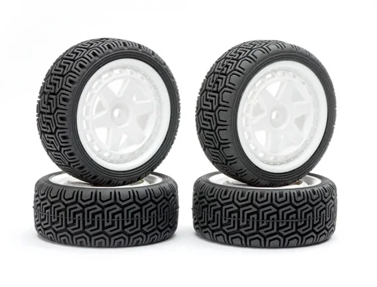 Fastrax 1:10 Geometric Rally Tyres/6-Spoke White Wheels (4) &mdash; image 2 of 4