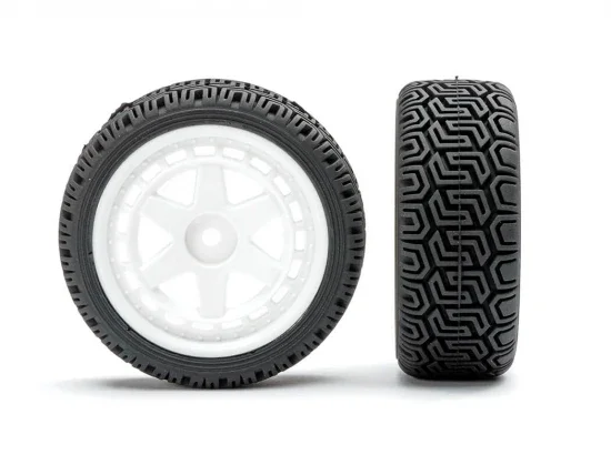 Fastrax 1:10 Geometric Rally Tyres/6-Spoke White Wheels (4) &mdash; image 3 of 4