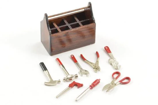 Fastrax Scale Wood Tool Box W/Cast Metal Tools — image 2 of 3