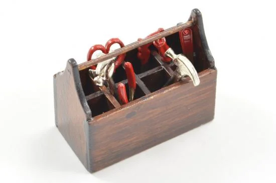 Fastrax Scale Wood Tool Box W/Cast Metal Tools — image 3 of 3