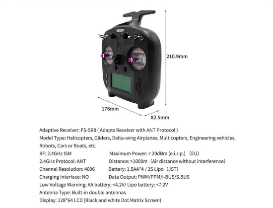 FlySky FS-ST8 Transmitter with SR8 Receiver — image 2 of 10