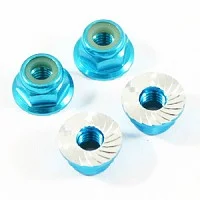Fastrax M4 Blue Serrated Flanged Locking Wheel Nuts (4)
