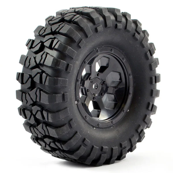 FTX Outback Pre-Mounted 6Hex/T Yre (2) - Black