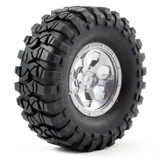FTX Outback Pre-Mounted 6Hex/T Yre (2) - Chrome