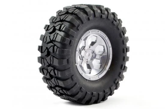 FTX Outback Pre-Mounted 6Hex/T Yre (2) - Chrome &mdash; image 2 of 5