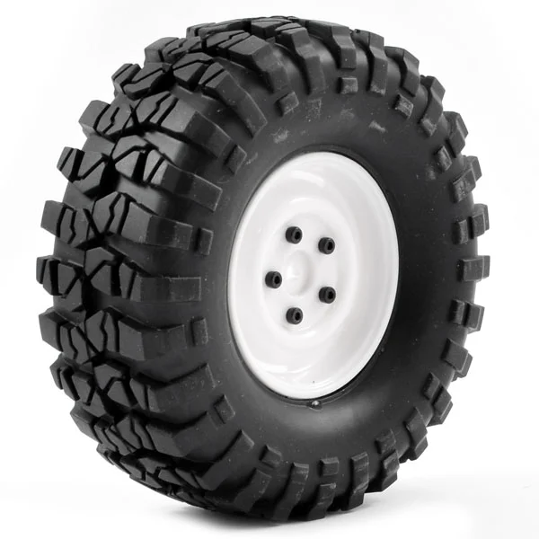 FTX Outback Pre-Mounted Steel Lug/Tyre (2) - White