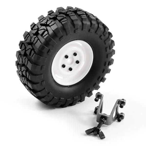 FTX Outback Spare Tyre Mount + Tyre/Steel Lug Wheel White — image 1 of 3