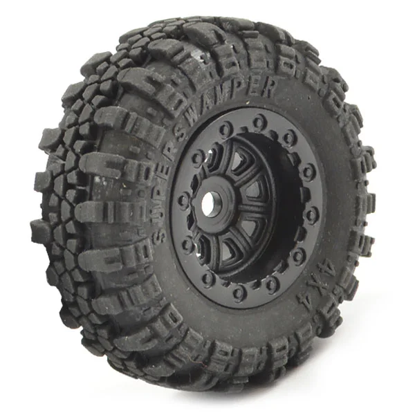 FTX Outback Mini Swamper Tire + Wheel Set - Black (4Pc)