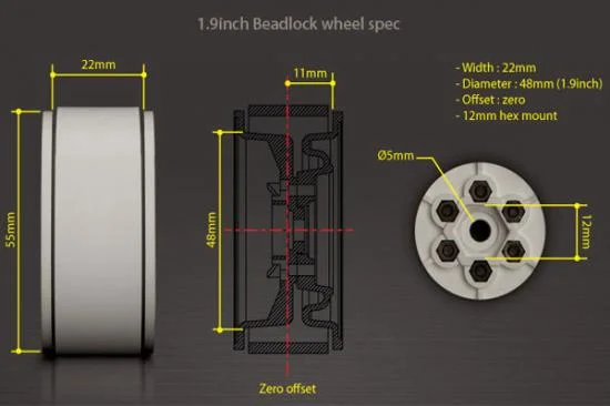 GMade 1.9 Vr01 Beadlock Wheels (White) (2) &mdash; image 3 of 6