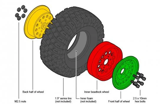 GMade NR01 1.9 Inch Beadlock Wheels - White (2) &mdash; image 4 of 4