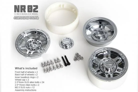 GMade 1.9 Nr02 Beadlock Wheels (Chrome) (2) &mdash; image 2 of 4