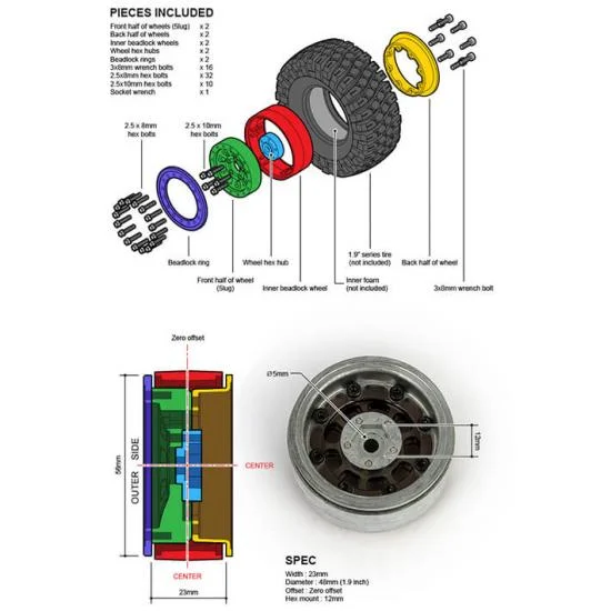 GMade 1.9 Ar04 5-Lug Aluminium Beadlock Wheels (Silver) (2) — image 4 of 4