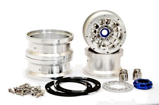 Hobao DC-1 CNC Aluminium. Beadlock 1.9 6-Spoke Wheels Silver (2) — image 2 of 3