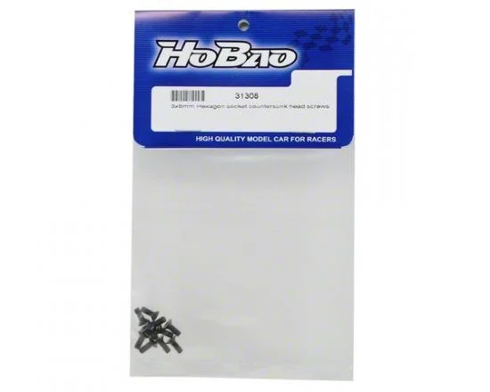 Wheelspin Racing Hobao M3X8mm Hex Socket Countersunk Screws (6) &mdash; image 2 of 2