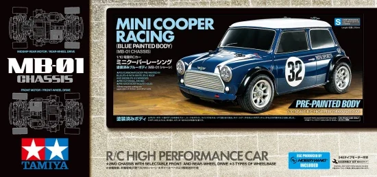 Tamiya Mini Cooper Racing with Blue Painted Body (MB-01) &mdash; image 2 of 5