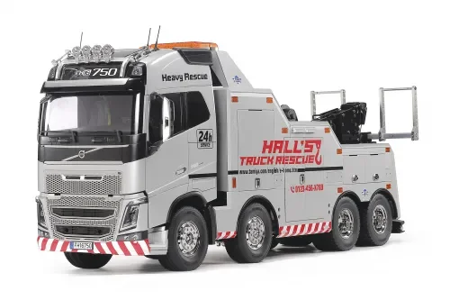 Tamiya Volvo FH16 Globetrotter 750 8x4 Tow Truck with Silver Pre-Painted Body Components — image 1 of 5