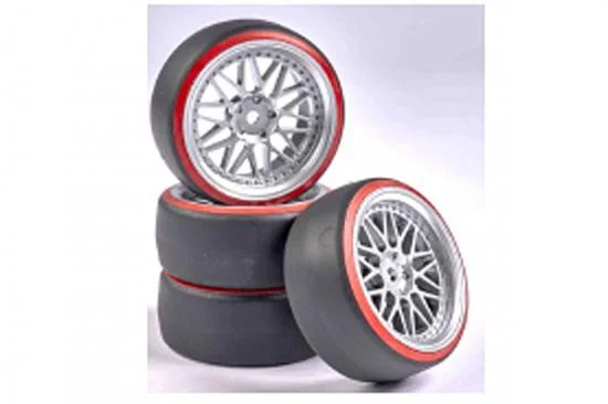 CARSON 1:10 Wheel Set Drift (4) silver/red — image 1 of 3