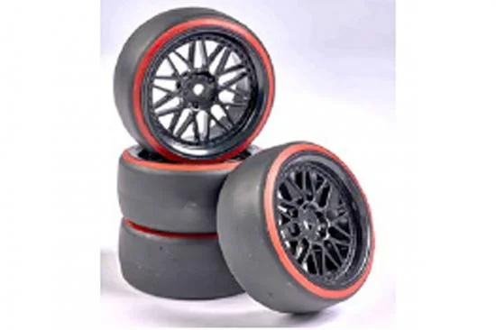 CARSON 1:10 Wheel Set Drift (4) black/red — image 2 of 3