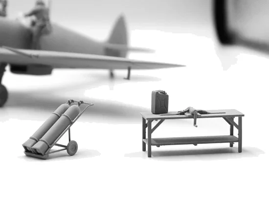 WWII RAF Airfield Diorama Set with 7 Figures & 2 Spitfires — image 4 of 19