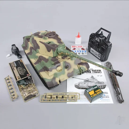 Henglong 1:16 German King Tiger Henschel with Infrared Battle System (2.4GHz Shooter Smoke Sound Metal Gearbox Metal Tracks Sprocket Idler) — image 3 of 4