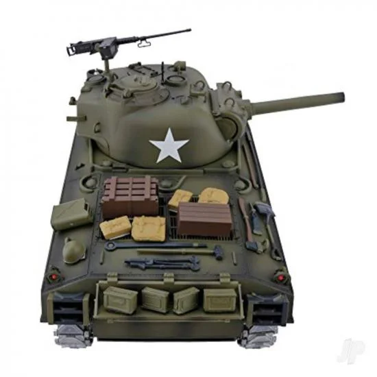 Henglong 1:16 U.S. Medium Tank M4A3 Sherman with Infrared Battle System (2.4Ghz Shooter Smoke Sound Metal Gearbox Metal Tracks / Sprocket / Idler) — image 2 of 5