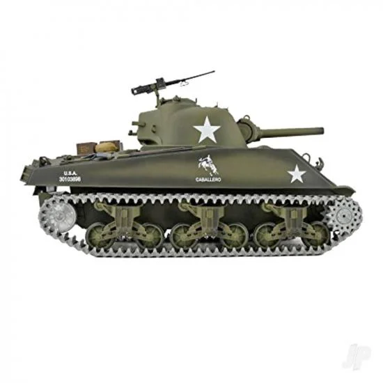 Henglong 1:16 U.S. Medium Tank M4A3 Sherman with Infrared Battle System (2.4Ghz Shooter Smoke Sound Metal Gearbox Metal Tracks / Sprocket / Idler) — image 3 of 5