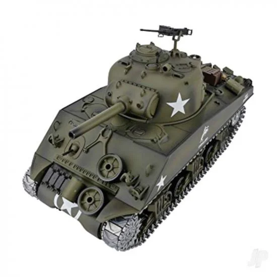 Henglong 1:16 U.S. Medium Tank M4A3 Sherman with Infrared Battle System (2.4Ghz Shooter Smoke Sound Metal Gearbox Metal Tracks / Sprocket / Idler) — image 4 of 5