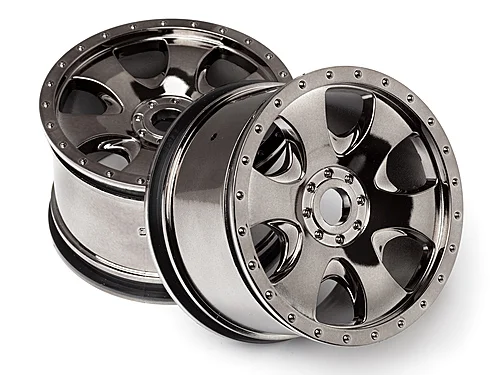 HPI Warlock Savage 17mm Hex Wheels - Black Chrome &mdash; image 4 of 4