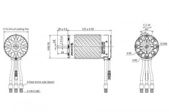 Hobbywing Ezrun 70125Sd 560Kv V1 Motor (Black) — image 5 of 5