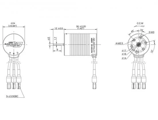Hobbywing Quicrun 2435-4500KV G3 Motor (1:16 - 1:18) - 2.0mm Shaft — image 2 of 6