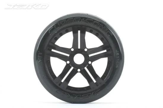 Jetko Extreme Super Sonic 1:8 Buggy Belted Tyres on Black Wheels 17mm Hex (2) — image 2 of 2