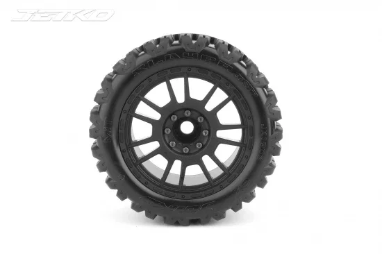 Jetko EX Slayer Belted MT Tyres on Black 12-17mm Hex Wheels (2) — image 2 of 4