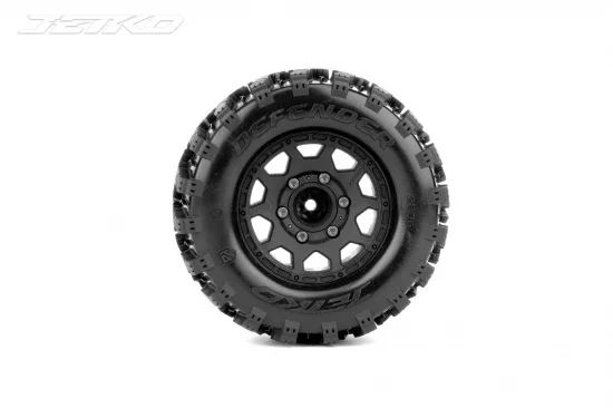 Jetko EX Tyre MT Wasteland Black Wheel 2.8 on 12/14/17mm Hex Wheels (2) — image 2 of 3