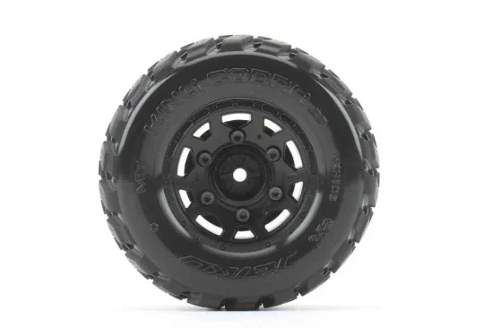 Jetko EX Belted Tyres on King Cobra SC Black wheel 12/14/17mm Hex (2) &mdash; image 2 of 3