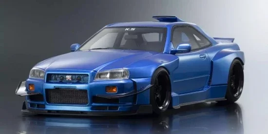 Kyosho 1:18 Samurai Collection Skyline GT-R R34 Khyzyl Saleem Blue &mdash; image 6 of 7