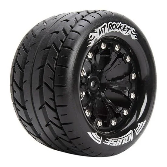 Louise RC MT Rocket Tyres On 14mm Hex Black Wheels (Arrma Granite) (2) — image 1 of 2