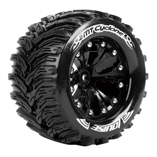 Louise RC MT Cyclone Tyres On 14mm Hex Black Wheels (Arrma Granite) (2) &mdash; image 3 of 5