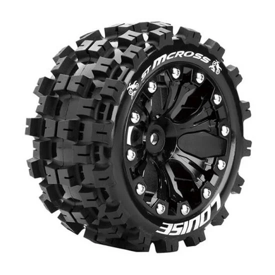 Louise RC ST Mcross Tyres On 14mm Hex Black Wheels (Arrma Granite) (2) &mdash; image 3 of 3