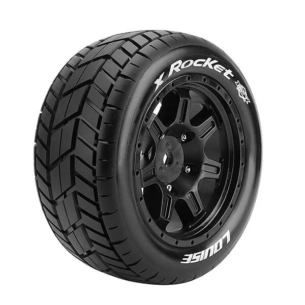 Louise RC X-Rocket Tyres Mounted on Black Traxxas X-MAXX 24mm Hex Wheels (2)