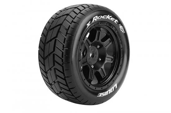 Louise RC X-Rocket Tyres Mounted on Black Traxxas X-MAXX 24mm Hex Wheels (2) — image 2 of 2
