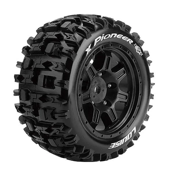 Louise RC X-Pioneer Tyres Mounted on Black Traxxas X-MAXX 24mm Hex Wheels (2)