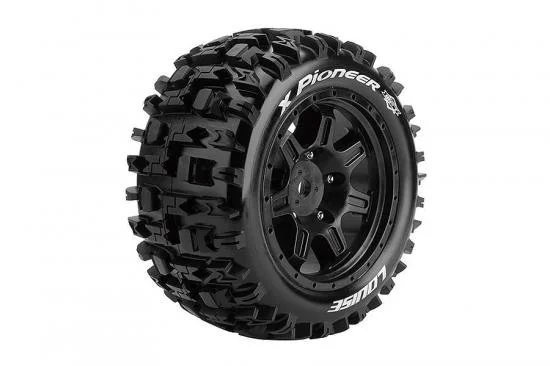 Louise RC X-Pioneer Tyres Mounted on Black Traxxas X-MAXX 24mm Hex Wheels (2) — image 2 of 2